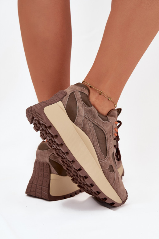 Haut Sneakers Stilvollllschuhe mit einer Plattform Feminin Big Star SS274627 HI-POLY SYSTEM Beige
