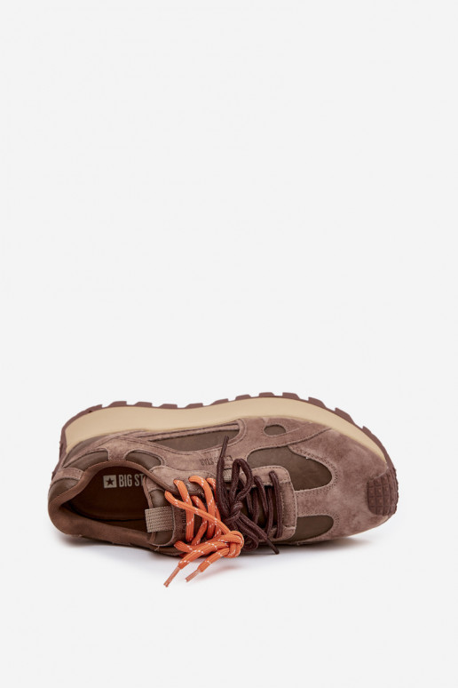 Haut Sneakers Stilvollllschuhe mit einer Plattform Feminin Big Star SS274627 HI-POLY SYSTEM Beige