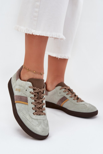 Damen flache Wildleder Sneakers Big Star SS274678 HI-POLY SYSTEM, mintfarben 2