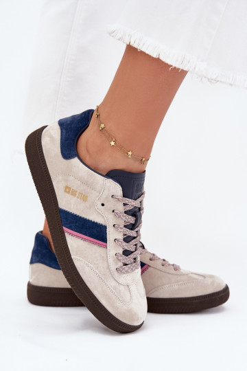 aus INildleder Niedrig Sneakers Stilvollllschuhe Feminin Big Star SS274679 HI-POLY SYSTEM graue Farbe