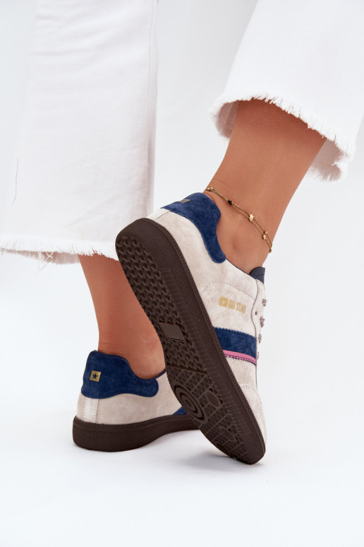 aus INildleder Niedrig Sneakers Stilvollllschuhe Feminin Big Star SS274679 HI-POLY SYSTEM graue Farbe