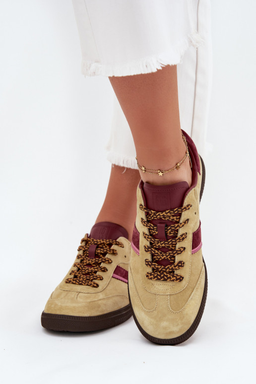 aus INildleder Niedrig Sneakers Stilvollllschuhe Feminin Big Star SS274680 HI-POLY SYSTEM Kalkstein