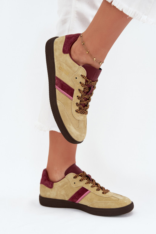 aus INildleder Niedrig Sneakers Stilvollllschuhe Feminin Big Star SS274680 HI-POLY SYSTEM Kalkstein