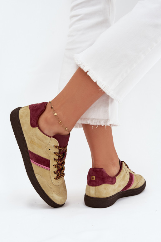 aus INildleder Niedrig Sneakers Stilvollllschuhe Feminin Big Star SS274680 HI-POLY SYSTEM Kalkstein