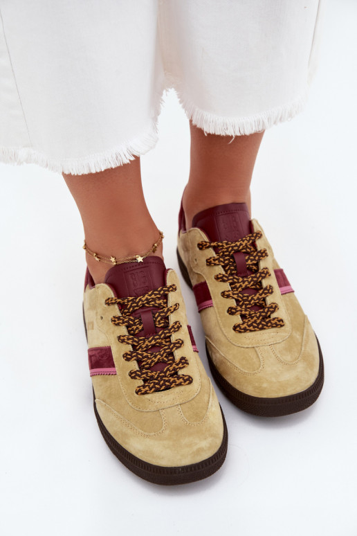 aus INildleder Niedrig Sneakers Stilvollllschuhe Feminin Big Star SS274680 HI-POLY SYSTEM Kalkstein