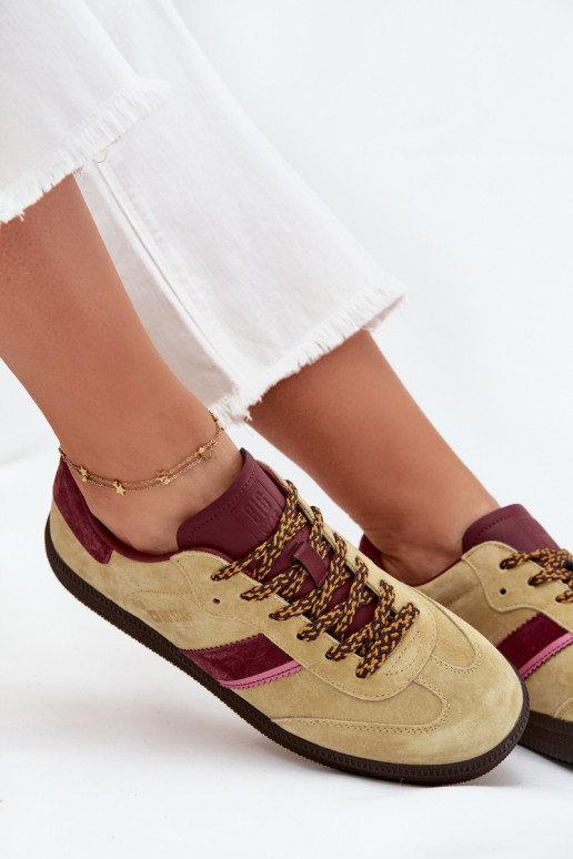 aus INildleder Niedrig Sneakers Stilvollllschuhe Feminin Big Star SS274680 HI-POLY SYSTEM Kalkstein