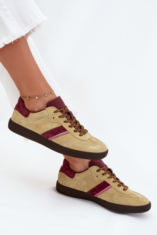 aus INildleder Niedrig Sneakers Stilvollllschuhe Feminin Big Star SS274680 HI-POLY SYSTEM Kalkstein