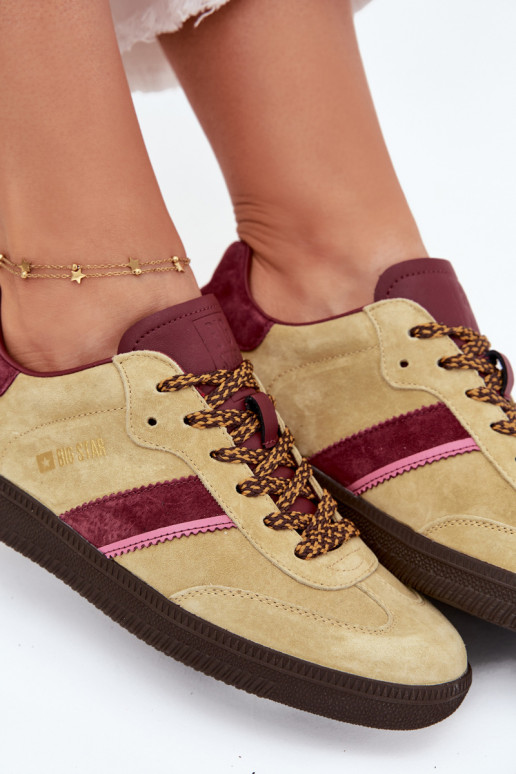 aus INildleder Niedrig Sneakers Stilvollllschuhe Feminin Big Star SS274680 HI-POLY SYSTEM Kalkstein