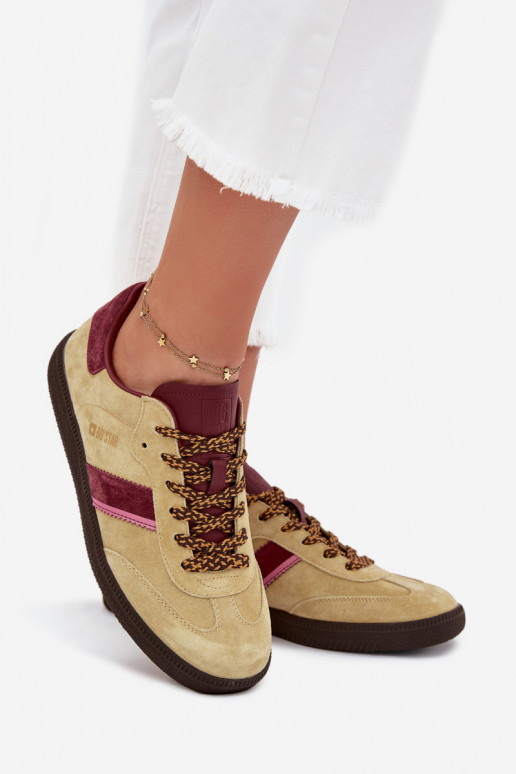 aus INildleder Niedrig Sneakers Stilvollllschuhe Feminin Big Star SS274680 HI-POLY SYSTEM Kalkstein