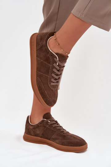 aus INildleder Sneakers Stilvollllschuhe Feminin Big Star SS274676 HI-POLY SYSTEM braune Farbe