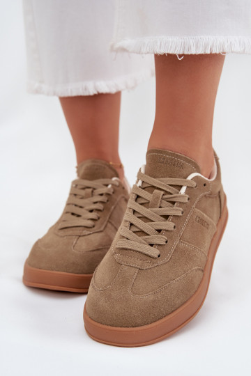 Damen Wildleder Sneakers Big Star SS274675 HI-POLY SYSTEM, sandfarben