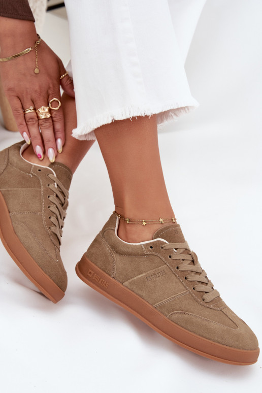 aus INildleder Sneakers Stilvollllschuhe Feminin Big Star SS274675 HI-POLY SYSTEM Beige