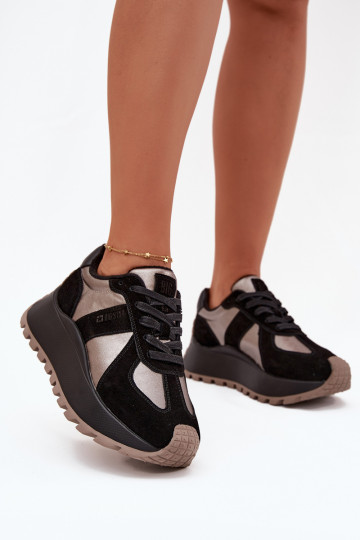 aus INildleder Sneakers Stilvollllschuhe Feminin sich Zuarm laufen mit einer Plattform Big Star OO274A217 HI-POLY SYSTEM schZuar 2