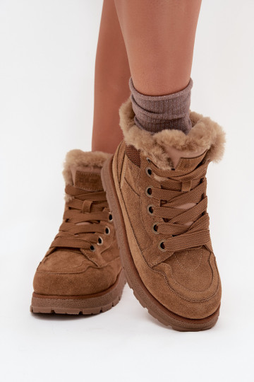 aus INildleder Schneestiefel Schuhe Feminin mit einer Plattform mit Pelzmantel Big Star SS274370 braune Farbe 2