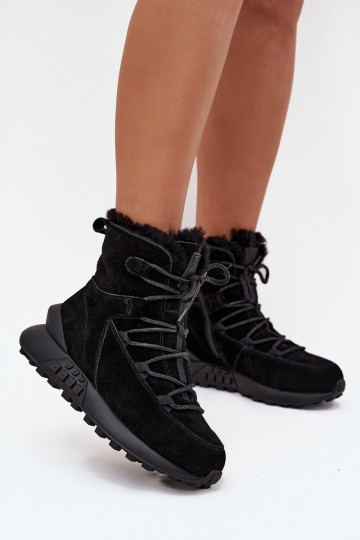 aus INildleder Schneestiefel Feminin mit Pelzmantel Big Star SS274319 schZuarze Farbe 2