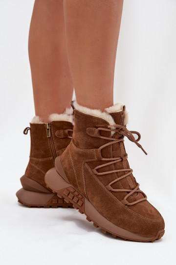 aus INildleder Schneestiefel Feminin mit Pelzmantel Big Star SS274318 braune Farbe