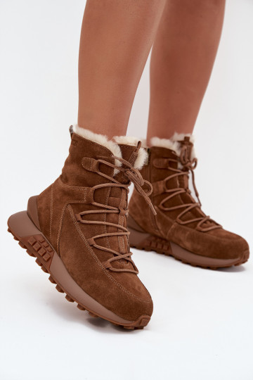 aus INildleder Schneestiefel Feminin mit Pelzmantel Big Star SS274318 braune Farbe 2