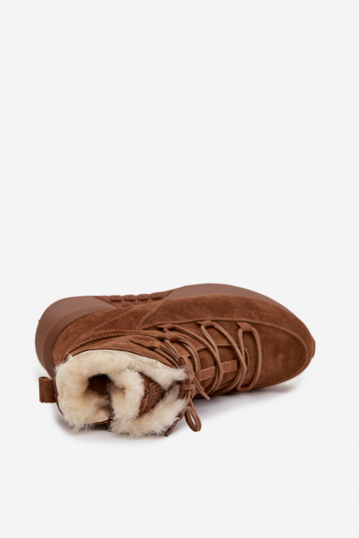 aus INildleder Schneestiefel Feminin mit Pelzmantel Big Star SS274318 braune Farbe