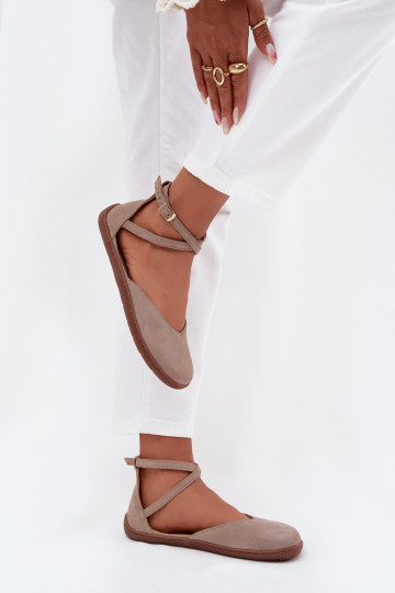 Ballerinas aus INildleder Feminin Barefoot mit Streifen Zazoo 191 graue Farbe