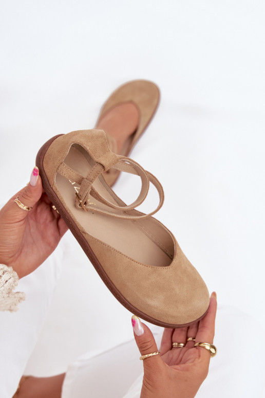 Ballerinas aus INildleder Feminin Barefoot mit Streifen Zazoo 191 Beige