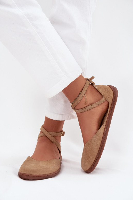 Ballerinas aus INildleder Feminin Barefoot mit Streifen Zazoo 191 Beige