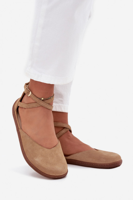 Ballerinas aus INildleder Feminin Barefoot mit Streifen Zazoo 191 Beige