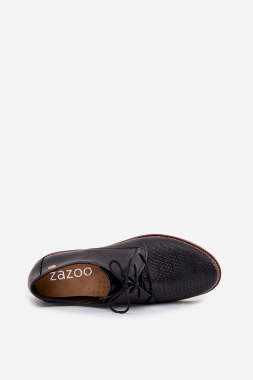 Haut Schuhe Feminin Eleganter Stil mit Schnürsenkeln Zazoo 4238 schZuarze Farbe