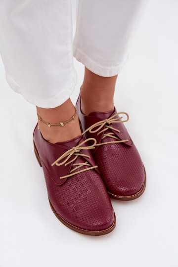 Leder Damen elegante Schuhe mit Schnürung Zazoo 4238 bordeaux