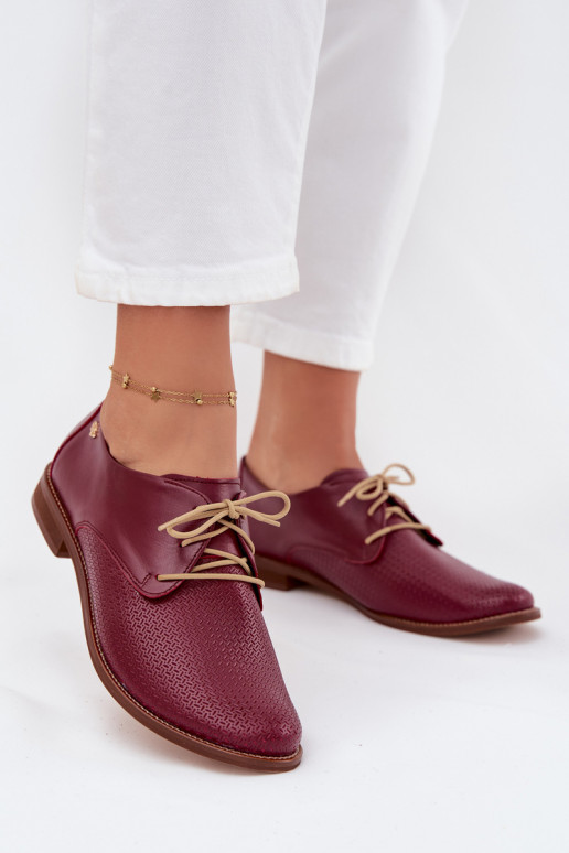 Haut Schuhe Feminin Eleganter Stil mit Schnürsenkeln Zazoo 4238 Burgund