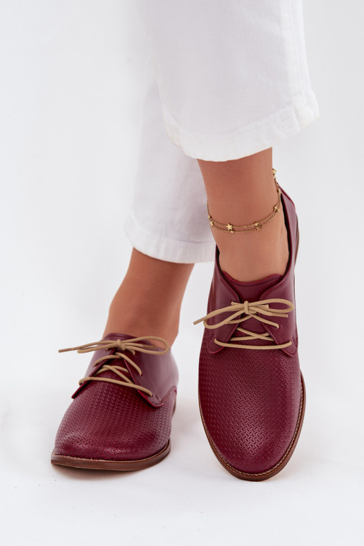 Haut Schuhe Feminin Eleganter Stil mit Schnürsenkeln Zazoo 4238 Burgund