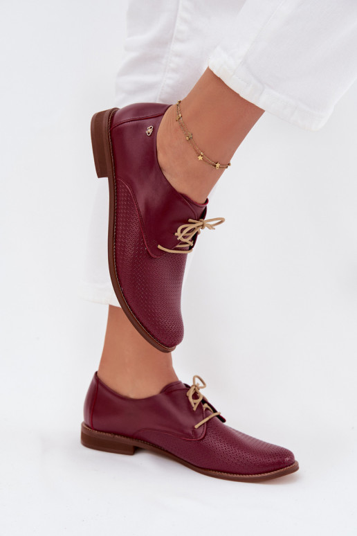 Haut Schuhe Feminin Eleganter Stil mit Schnürsenkeln Zazoo 4238 Burgund