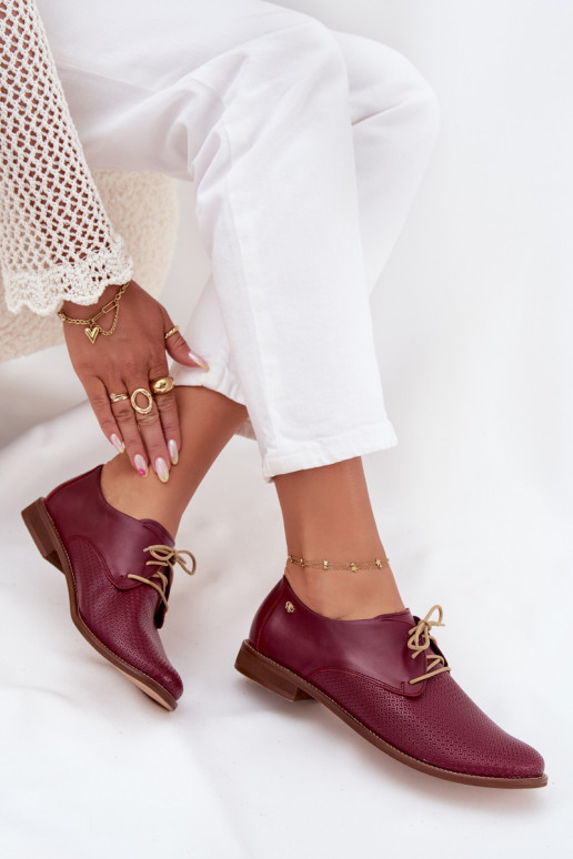 Haut Schuhe Feminin Eleganter Stil mit Schnürsenkeln Zazoo 4238 Burgund