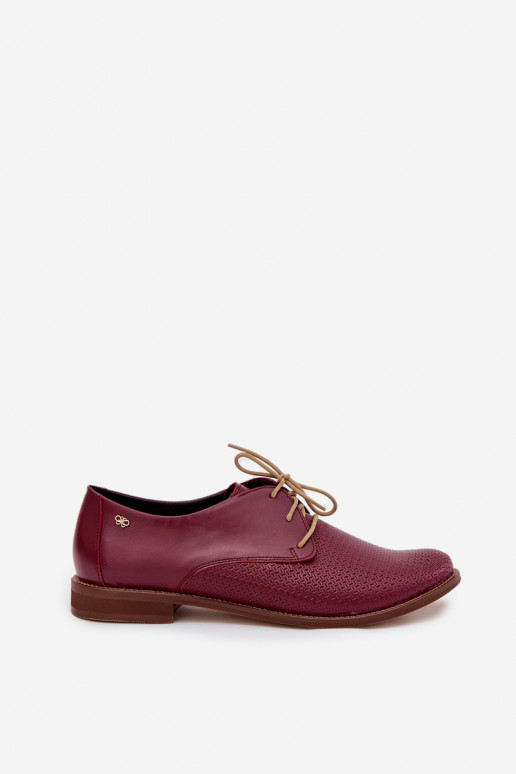 Haut Schuhe Feminin Eleganter Stil mit Schnürsenkeln Zazoo 4238 Burgund