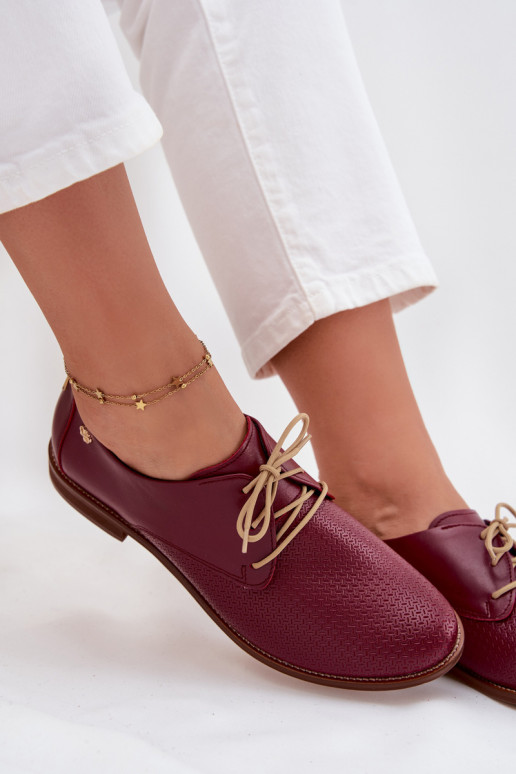 Haut Schuhe Feminin Eleganter Stil mit Schnürsenkeln Zazoo 4238 Burgund