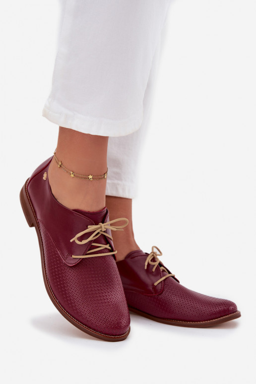 Haut Schuhe Feminin Eleganter Stil mit Schnürsenkeln Zazoo 4238 Burgund