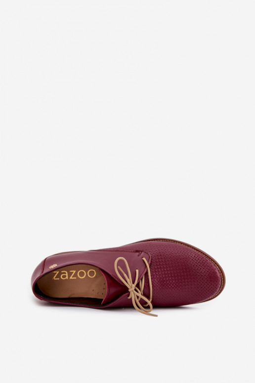 Haut Schuhe Feminin Eleganter Stil mit Schnürsenkeln Zazoo 4238 Burgund