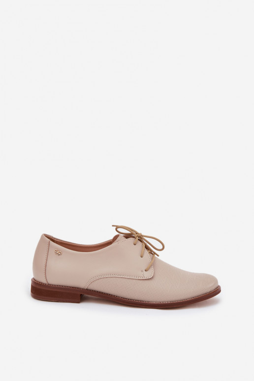 Haut Schuhe Feminin Eleganter Stil mit Schnürsenkeln Zazoo 4238 Beige