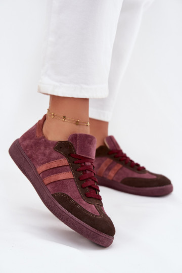 Zazoo N1068 aus INildleder Niedrig Sneakers Stilvollllschuhe Feminin Burgund