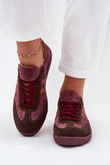 Zazoo N1068 aus INildleder Niedrig Sneakers Stilvollllschuhe Feminin Burgund 2