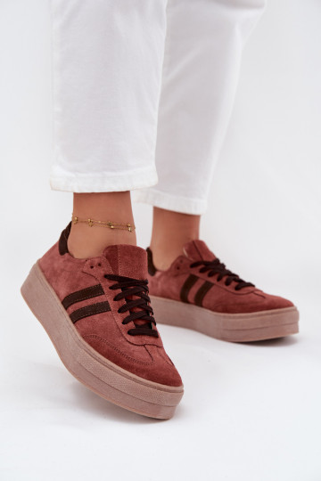 Zazoo N1068S2 Stilvollllschuhe aus INildleder-Sneakers mit einer Plattform braune Farbe
