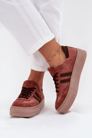 Zazoo N1068S2 Stilvollllschuhe aus INildleder-Sneakers mit einer Plattform braune Farbe 2