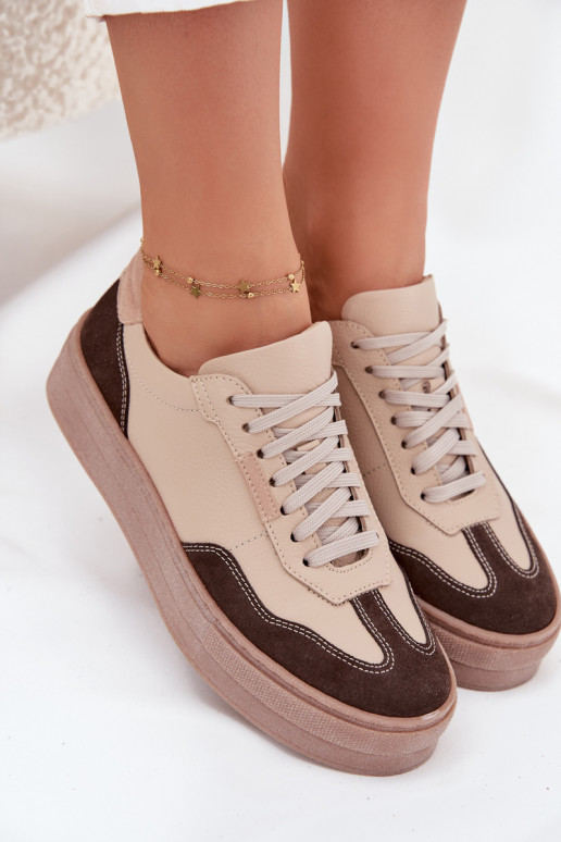 Haut Sneakers Stilvollllschuhe Feminin mit einer Plattform Zazoo N1269S2 Beige Haut Sneakers Stilvollllschuhe Feminin mit einer Plattform Zazoo N1269S2 Beige