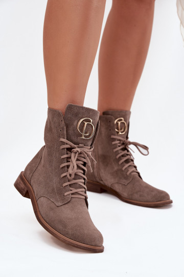 Zazoo 2955 INildlederschuhe hohe Reitstiefel Ze goldene Farbem Detalem Ermöglicht Języku Beige 2