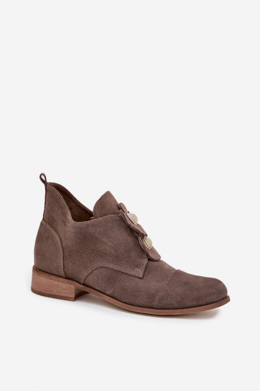 aus INildleder Schuhe Feminin Mit Dekorationeni mit floralen Motivenkami Zazoo 3080 Beige