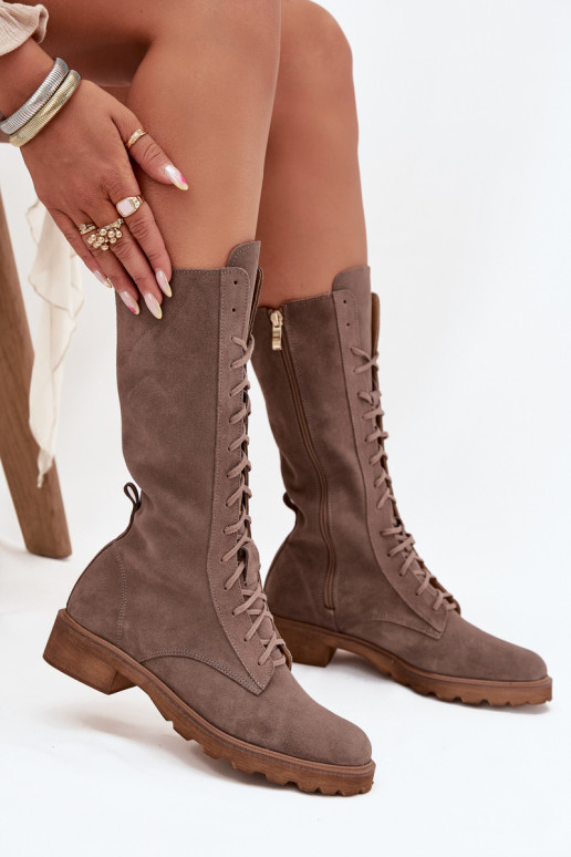 INildlederschuhe Mit einer Spitze Mittlere INade Zazoo 3103 Beige