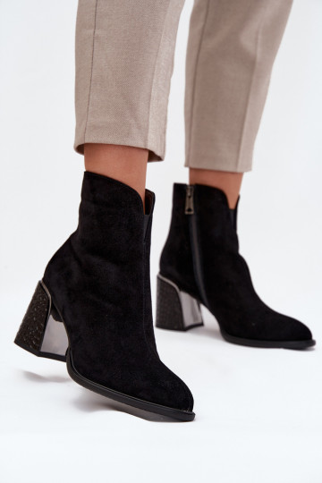 Vinceza 66801 schwarze warme Damenstiefel mit Prägung