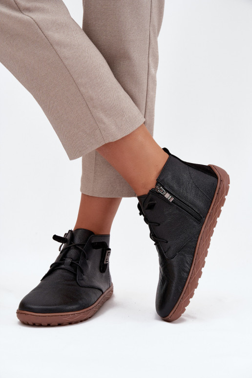 Haut Schuhe Barefoot Feminin Mit Dekorationen Detalem Zazoo 30072 schZuarze Farbe