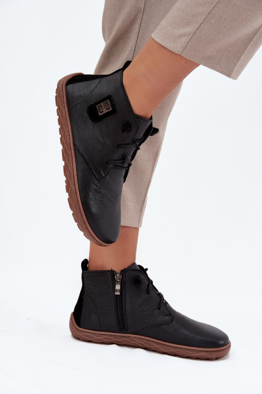 Haut Schuhe Barefoot Feminin Mit Dekorationen Detalem Zazoo 30072 schZuarze Farbe