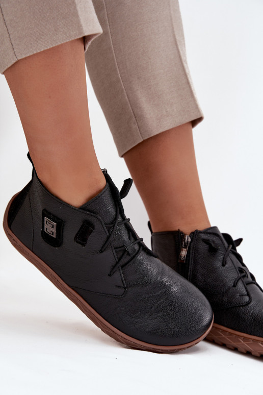 Haut Schuhe Barefoot Feminin Mit Dekorationen Detalem Zazoo 30072 schZuarze Farbe