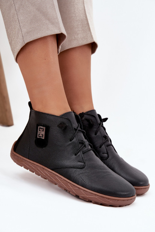 Haut Schuhe Barefoot Feminin Mit Dekorationen Detalem Zazoo 30072 schZuarze Farbe